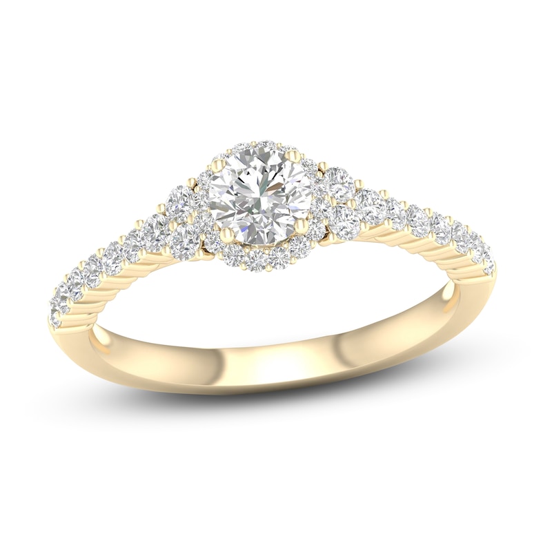 Diamond Engagement Ring 3/4 ct tw Round-cut Yellow Gold Plated