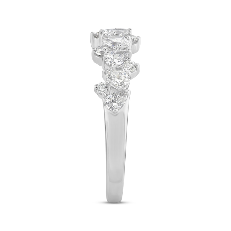 Pear-Shaped & Round-Cut Diamond Scatter Anniversary Band 3/4 ct tw White Gold Plated