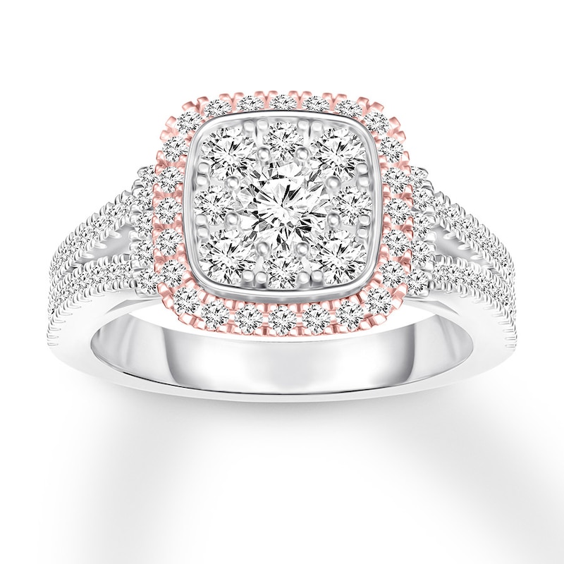 Diamond Engagement Ring 7/8 ct tw Round-cut Two-Tone Gold Plated