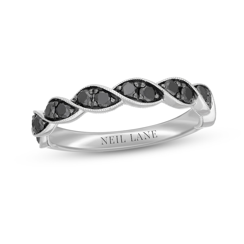 Neil Lane Black Diamond Anniversary Ring 5/8 ct tw Round-cut White Gold Plated