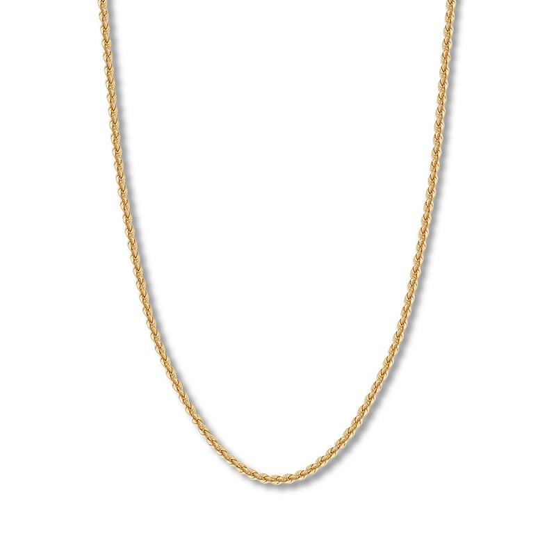 Hollow Rope Chain Yellow Gold Plated 24"