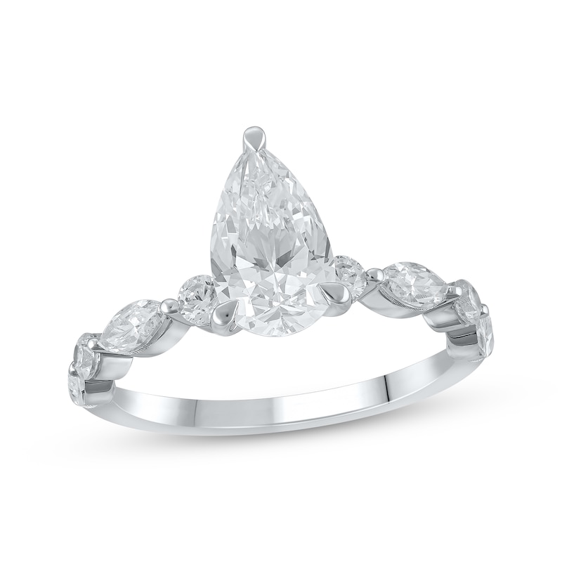 Lab-Created DIamonds by Pear-Shaped Engagement Ring 2-1/4 ct tw White Gold Plated