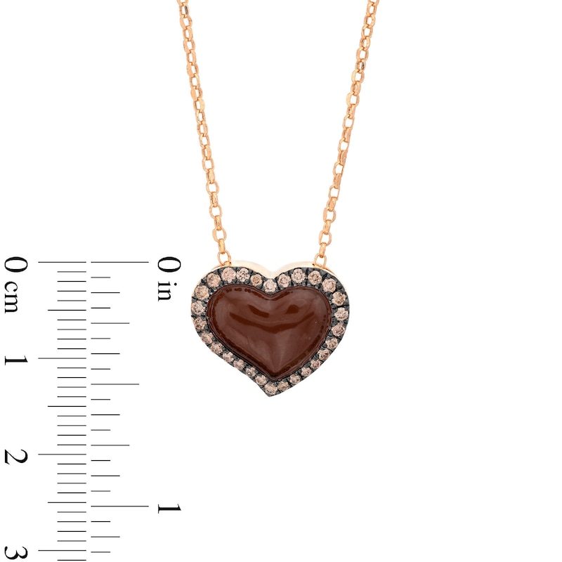 Godiva x Le Vian Enamel Heart Necklace 1/3 ct tw Diamonds Strawberry Gold Plated 19"