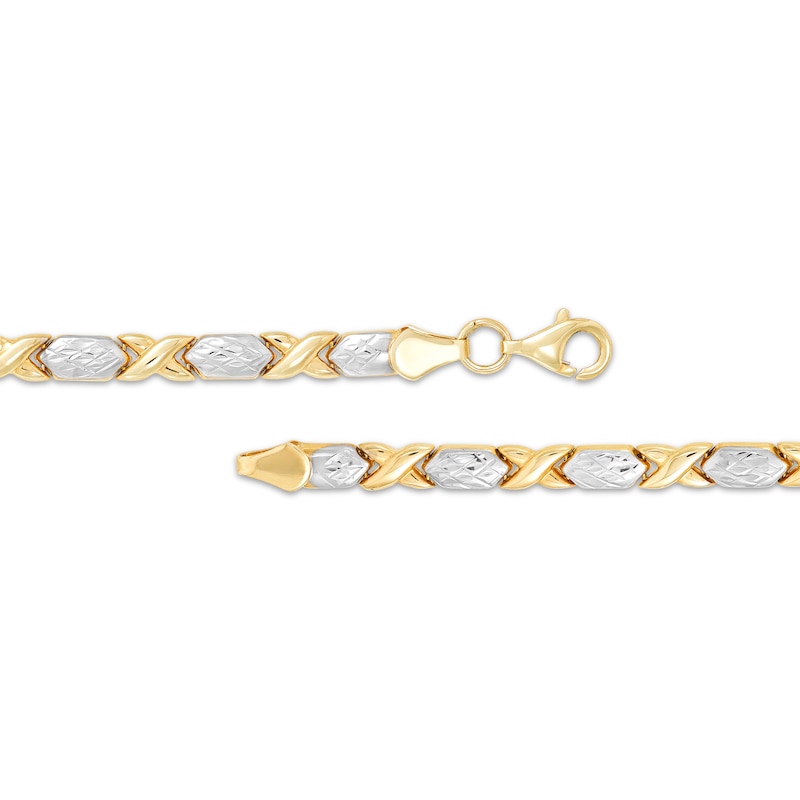 Twist Link "XO" Necklace Two-Tone Gold Plated 18"