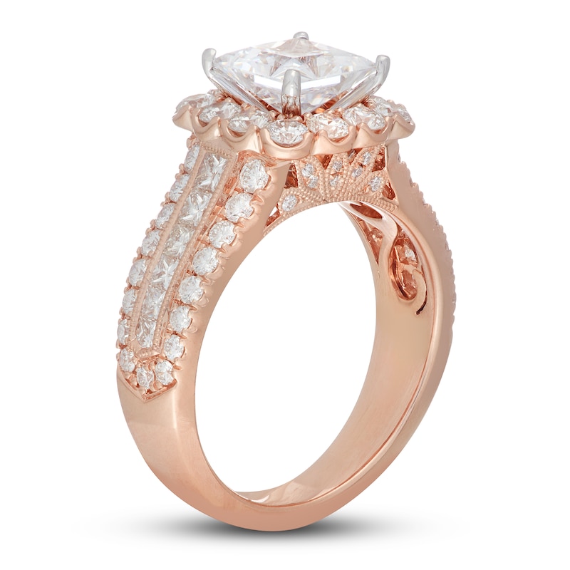 Neil Lane Diamond Engagement Ring 3 ct tw Princess/Round Rose Gold Plated