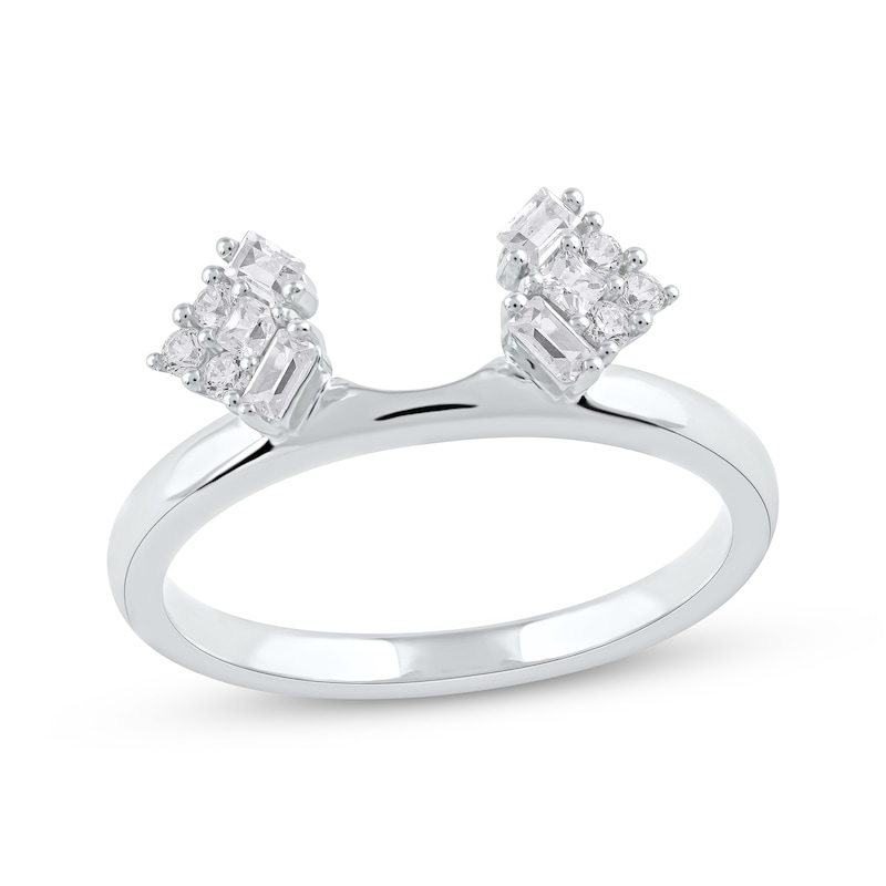 Baguette, Princess & Round-Cut Diamond Enhancer Ring 1/4 ct tw White Gold Plated