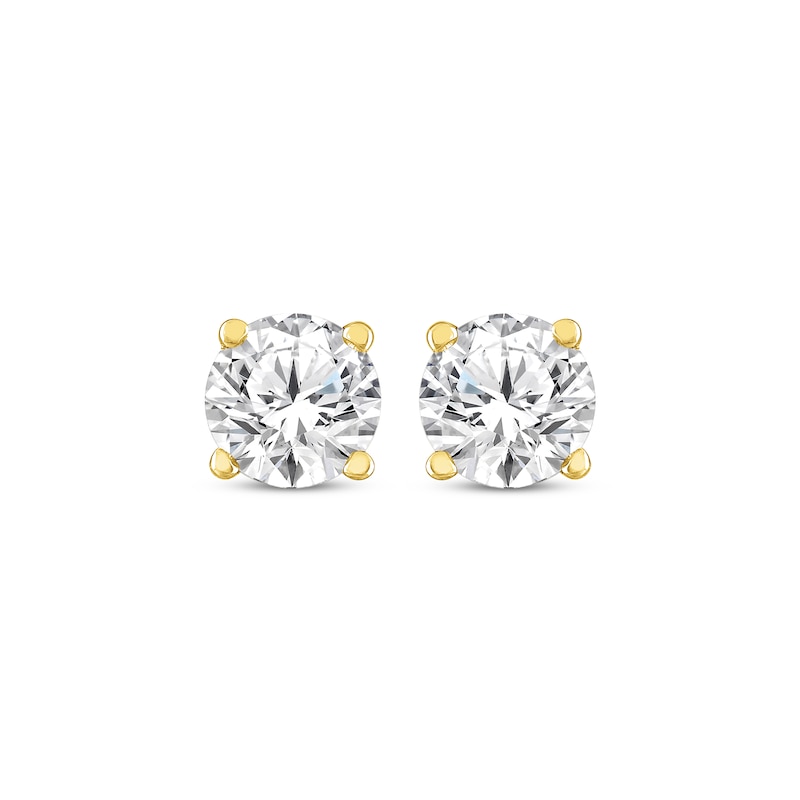 Round-Cut Diamond Solitaire Stud Earrings 3/4 ct tw Yellow Gold Plated