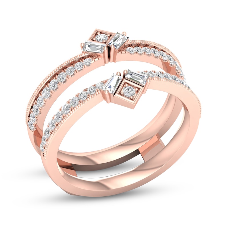 Diamond Enhancer Band 3/8 ct tw Round/Baguette Rose Gold Plated