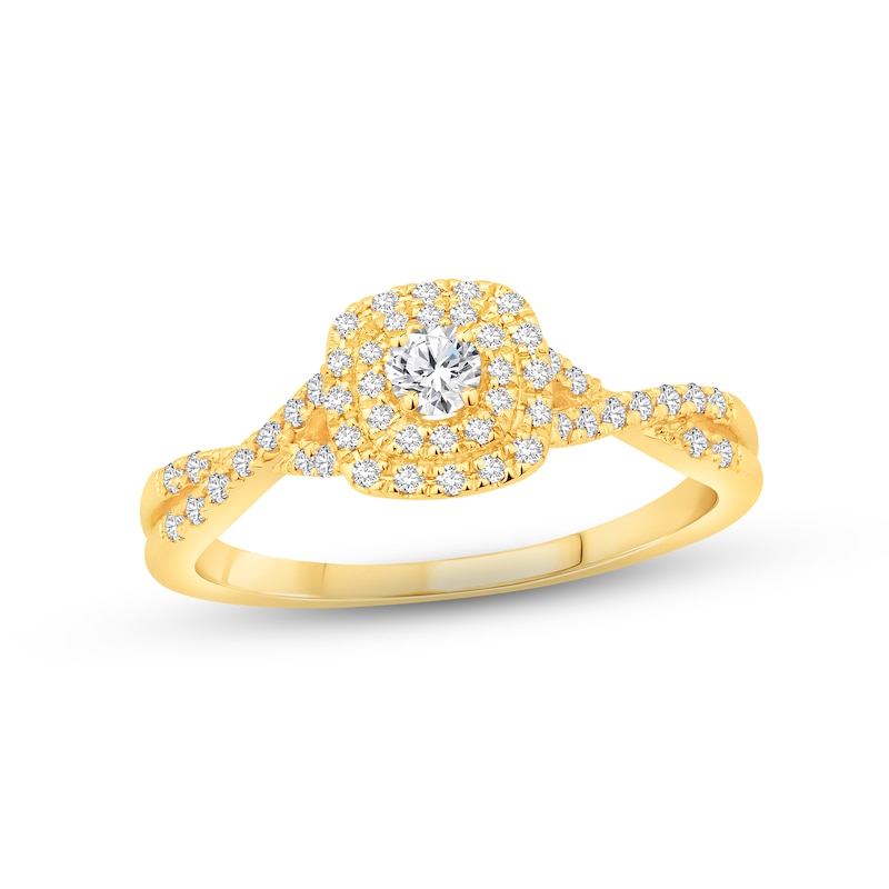 Diamond Engagement Ring 3/8 ct tw Round-cut Yellow Gold Plated