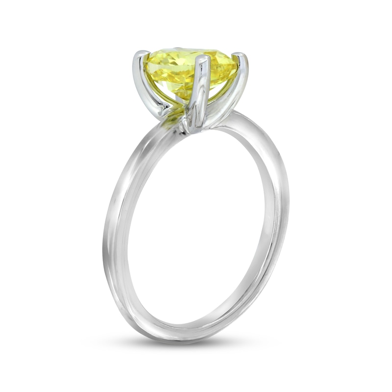 Lab-Created Diamonds by Yellow Oval-Cut Solitaire Ring 2 ct tw White Gold Plated