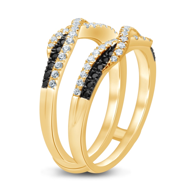 Black & White Diamonds 1/2 ct tw Enhancer Ring Yellow Gold Plated