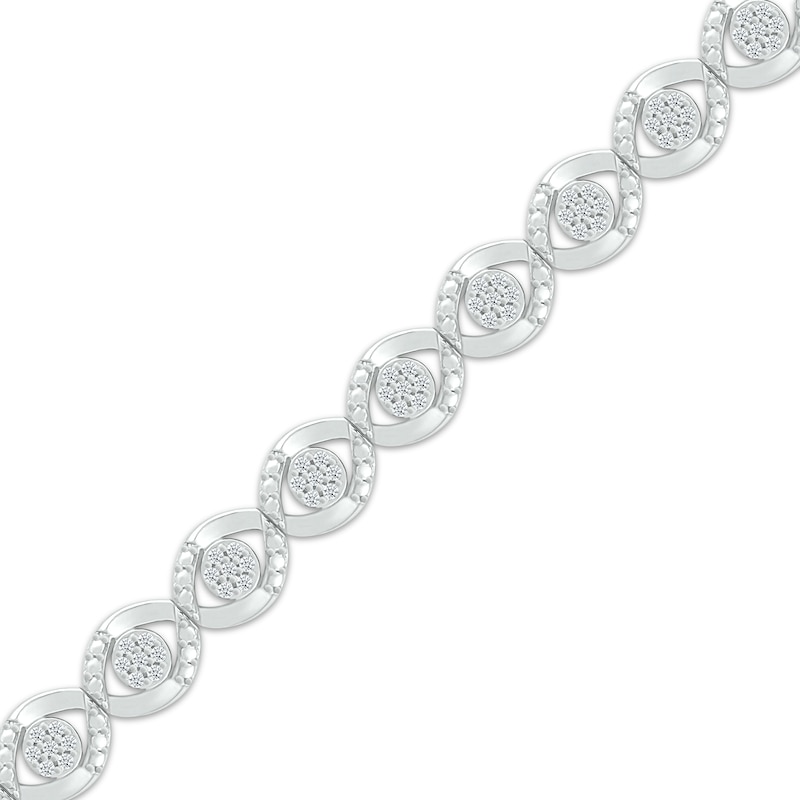 Multi-Diamond Eye Link Bracelet 1/2 ct tw Silver Plated 7.25"