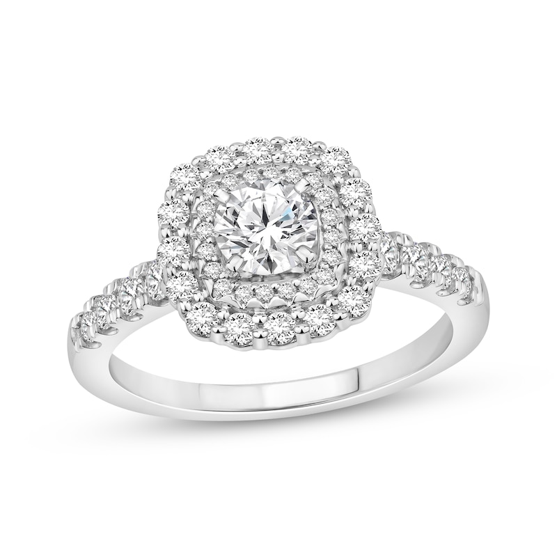 Diamond Engagement Ring 1 ct tw Round-cut White Gold Plated