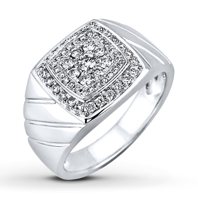 Men's Diamond Ring 5/8 ct tw Round-cut White Gold Plated
