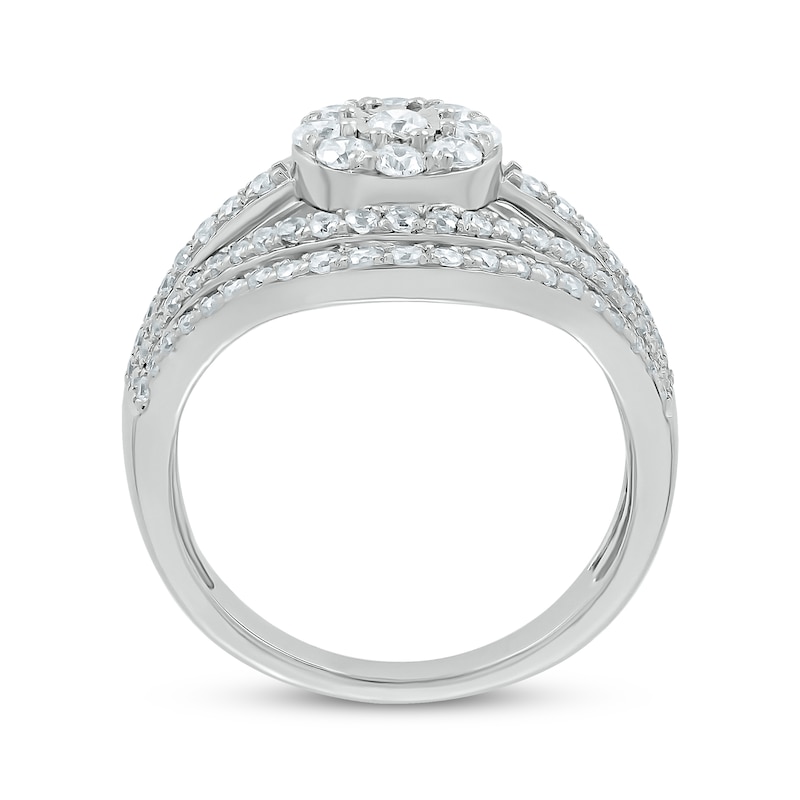 Diamond Double Contour Ring 1 ct tw White Gold Plated