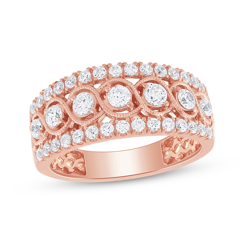 Diamond Anniversary Band 1 ct tw Round-Cut Rose Gold Plated