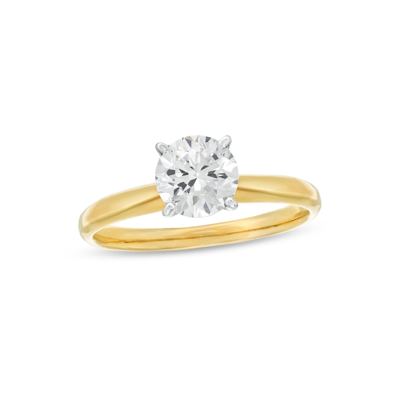 Diamond Solitaire Ring 1 carat Round-cut Two-Tone Gold Plated