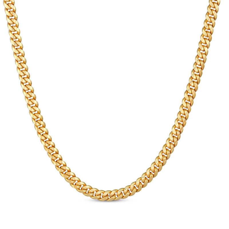 Semi-Solid Cuban Curb Chain Necklace 6.8mm Yellow Gold Plated 22"