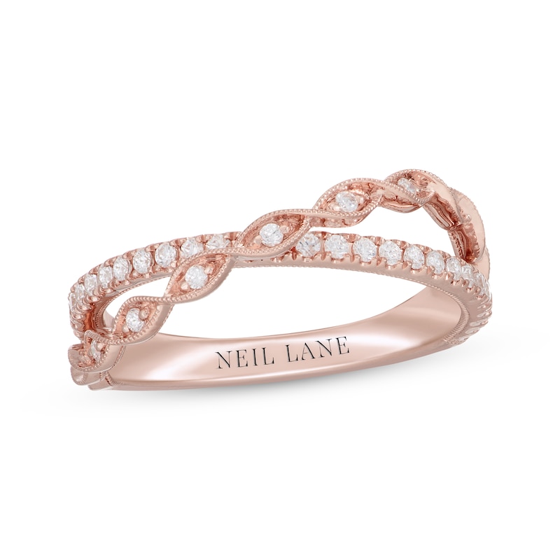 Neil Lane Round-Cut Diamond Crossover Anniversary Band 1/3 ct tw Rose Gold Plated