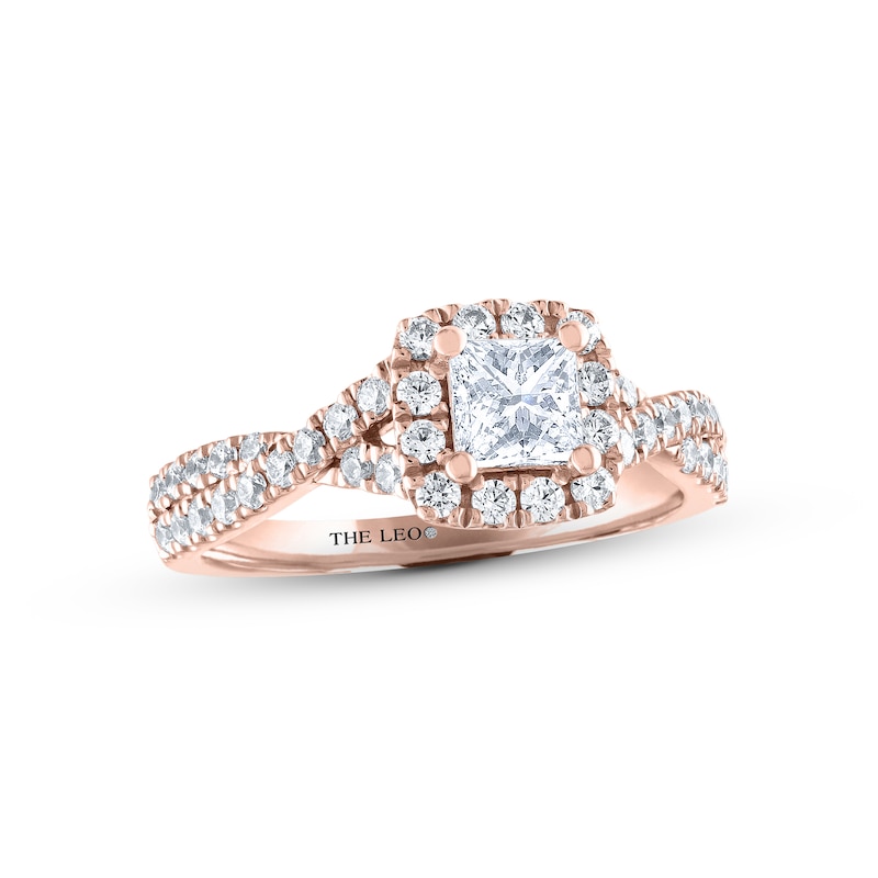 THE LEO Diamond Engagement Ring 7/8 ct tw Princess & Round-cut Rose Gold Plated
