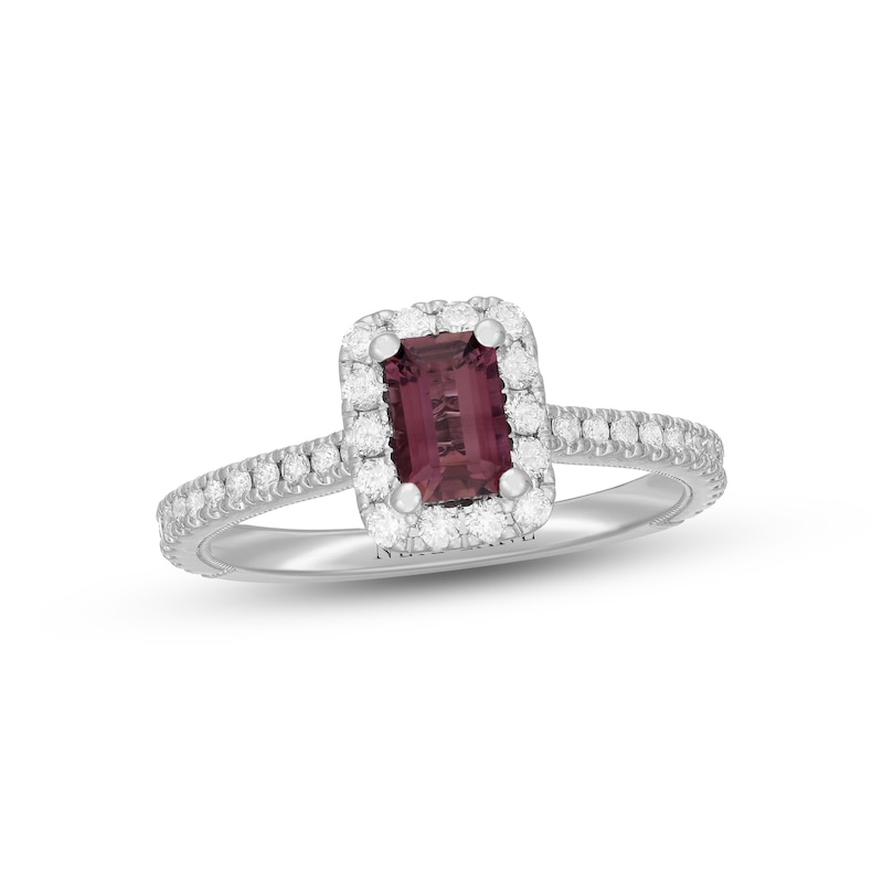 Neil Lane Pink Tourmaline & Diamond Engagement Ring 1/2 ct tw White Gold Plated