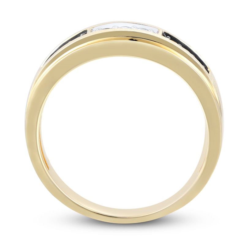 Men's Brown & Whiter Diamond Wedding Band 1/4 ct tw Round-cut Yellow Gold Plated