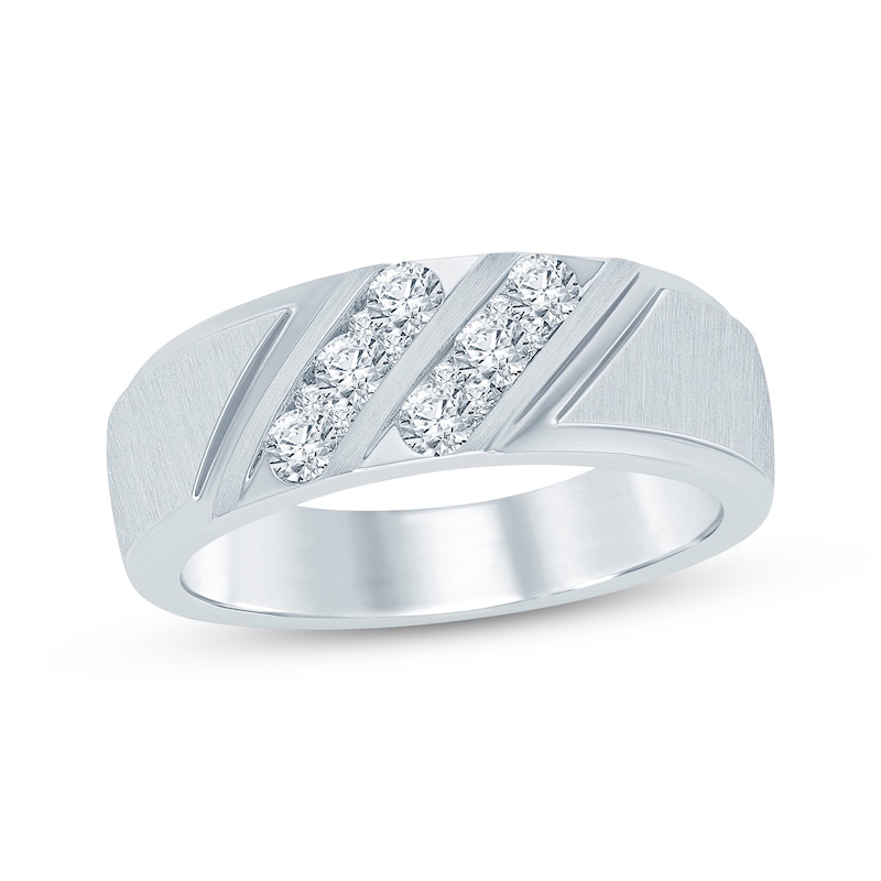 Men's Diamond Wedding Band 3/8 ct tw Round-cut White Gold Plated