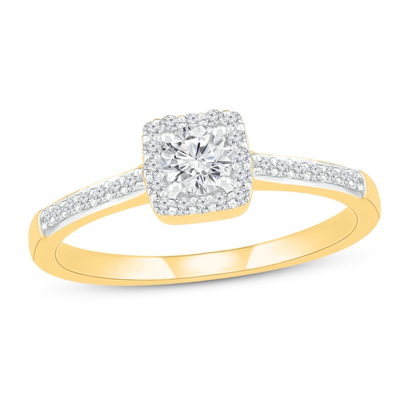 Round-cut Diamond Engagement Ring 3/8 ct tw Yellow Gold Plated