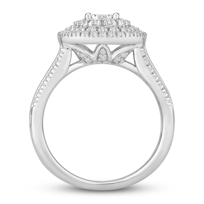 Diamond Engagement Ring 3/4 ct tw Round-cut White Gold Plated