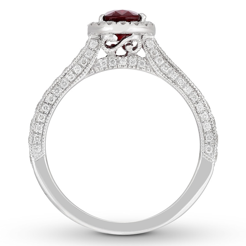 Neil Lane Ruby Engagement Ring 1/2 ct tw Diamonds White Gold Plated