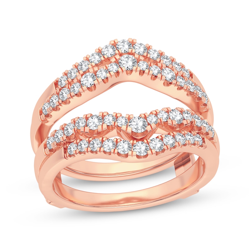 Diamond Double Row Enhancer Ring 5/8 ct tw Round-cut Rose Gold Plated