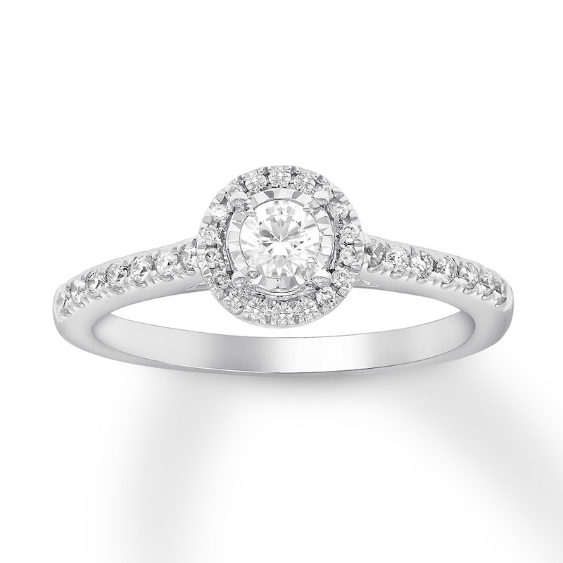 Diamond Engagement Ring 1/3 ct tw Round-cut White Gold Plated