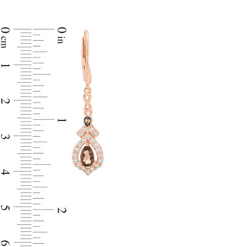 Le Vian Chocolate Quartz Earrings 5/8 ct tw Diamonds Strawberry Gold Plated