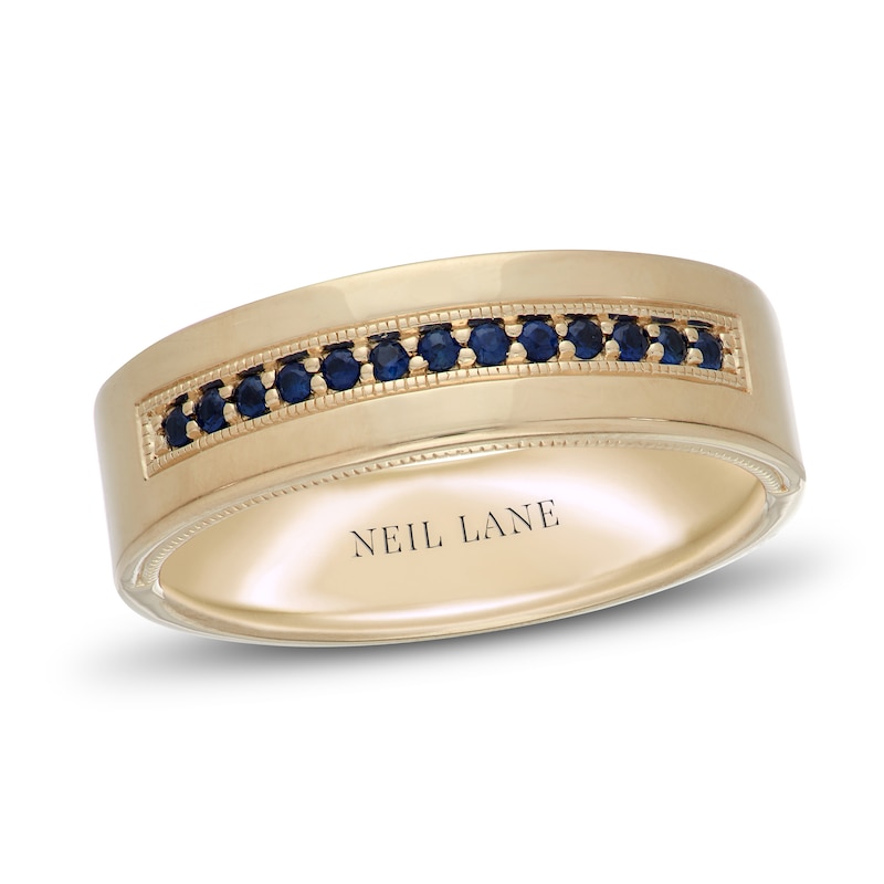 Neil Lane Men's Natural Sapphire Wedding Band Yellow Gold Plated