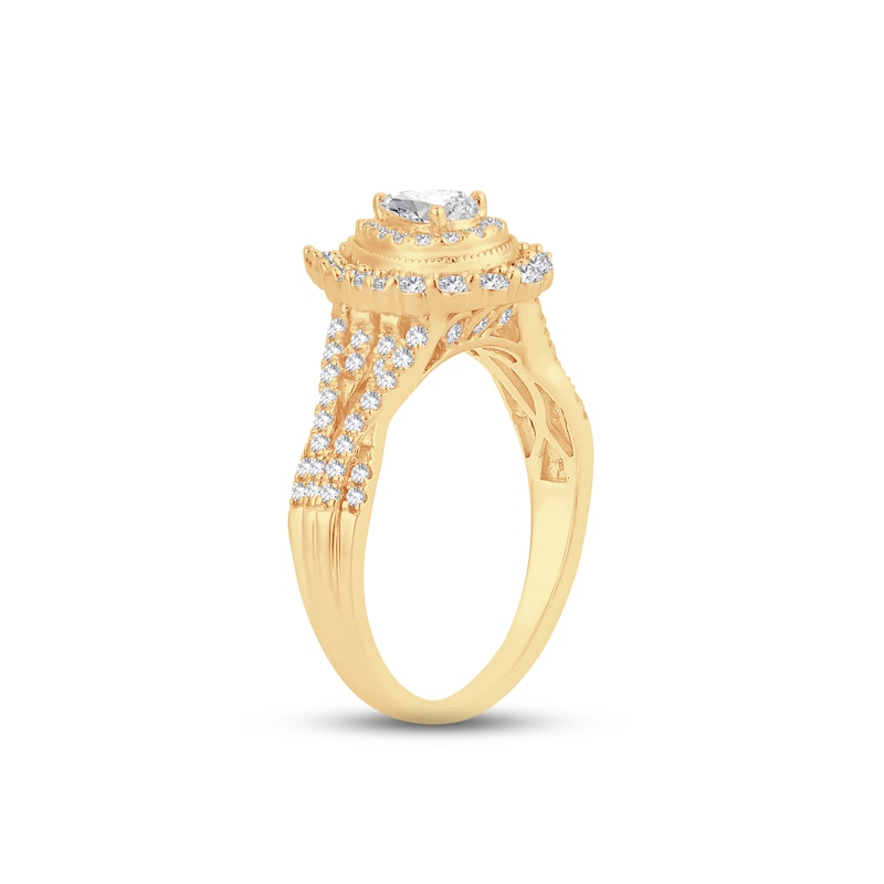 Diamond Engagement Ring 3/4 ct tw Pear & Round-cut Yellow Gold Plated