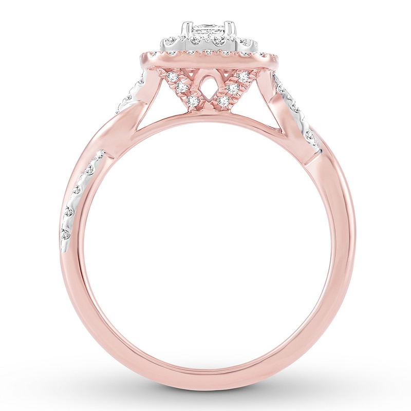 Diamond Engagement Ring 1/2 ct tw Princess & Round-cut Gold Plated