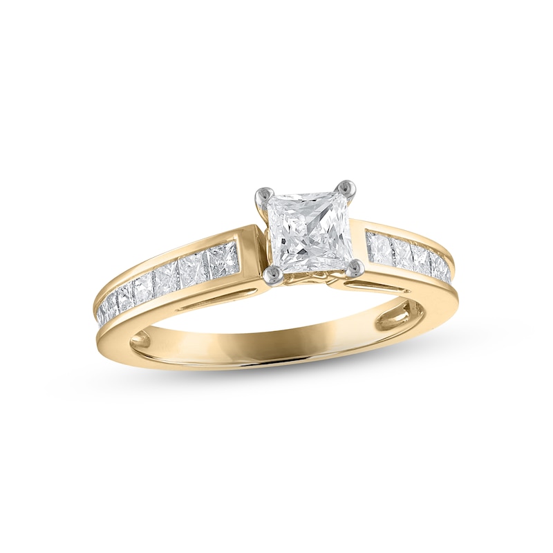 Diamond Engagement Ring 1-1/4 ct tw Princess-cut Yellow Gold Plated