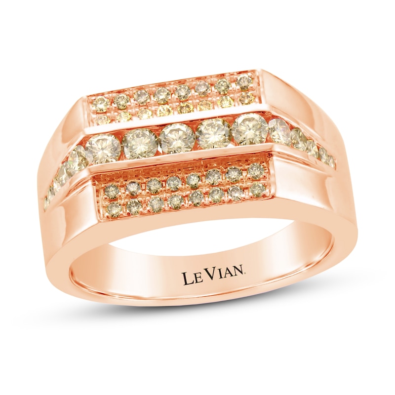 Le Vian Men's Diamond Ring 7/8 ct tw Strawberry Gold Plated