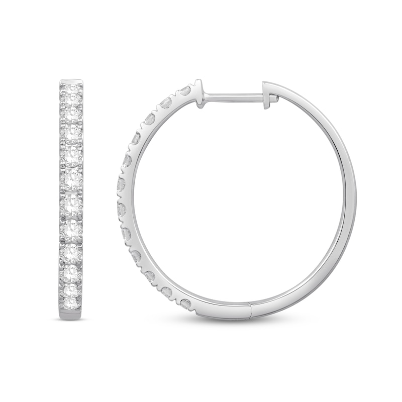 Diamond Hoop Earrings 1 ct tw Round-Cut White Gold Plated