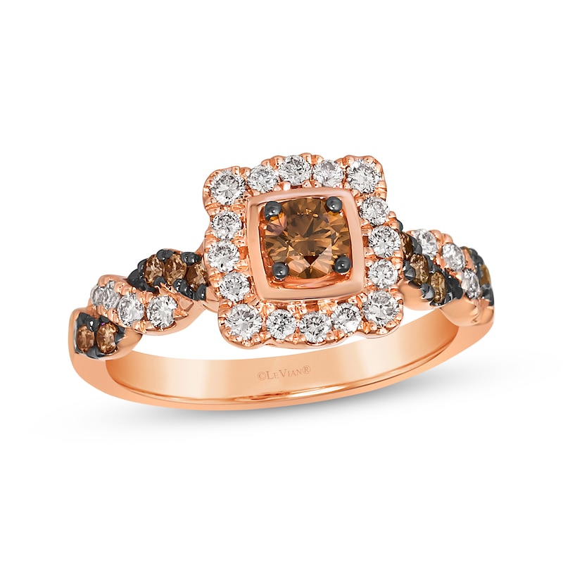 Le Vian Chocolate Twist Diamond Ring 7/8 ct tw Strawberry Gold Plated