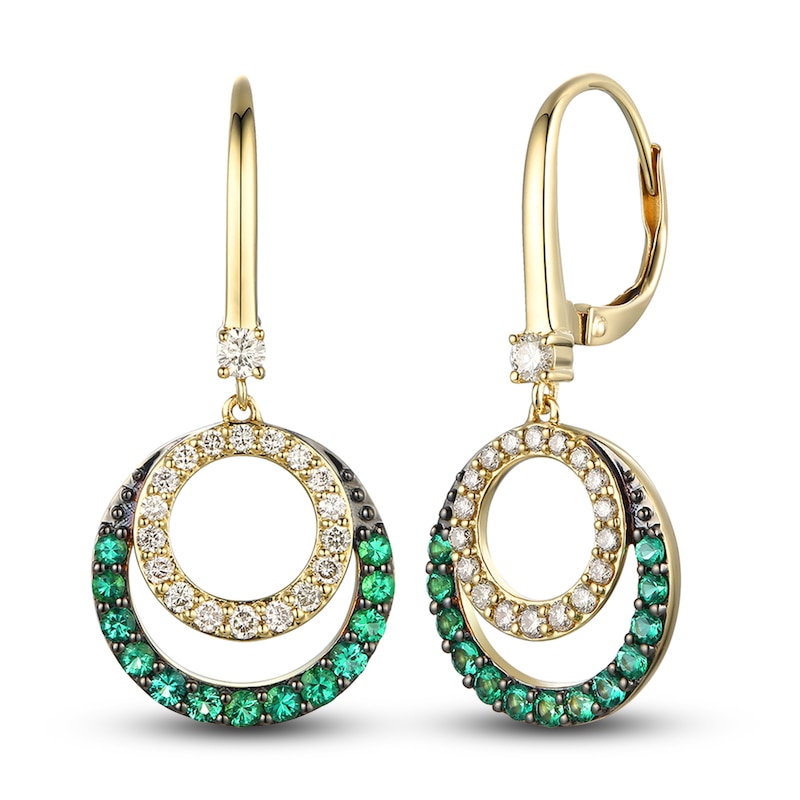 Le Vian Diamond & Emerald Dangle Earrings 3/8 ct tw Diamonds Honey Gold Plated