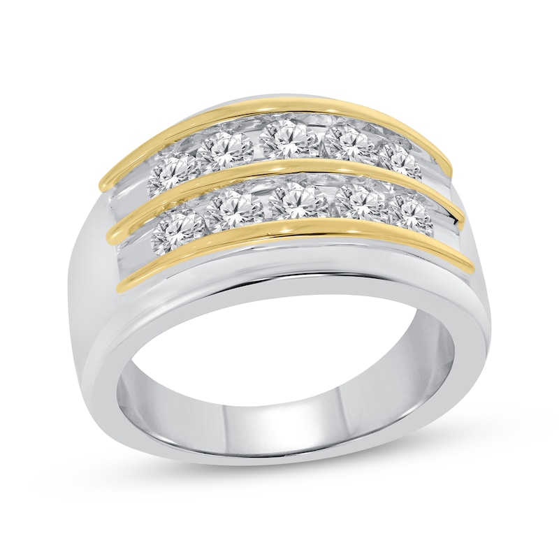 Men's Diamond Wedding Band 2 ct tw Round-cut Two-Tone Gold Plated