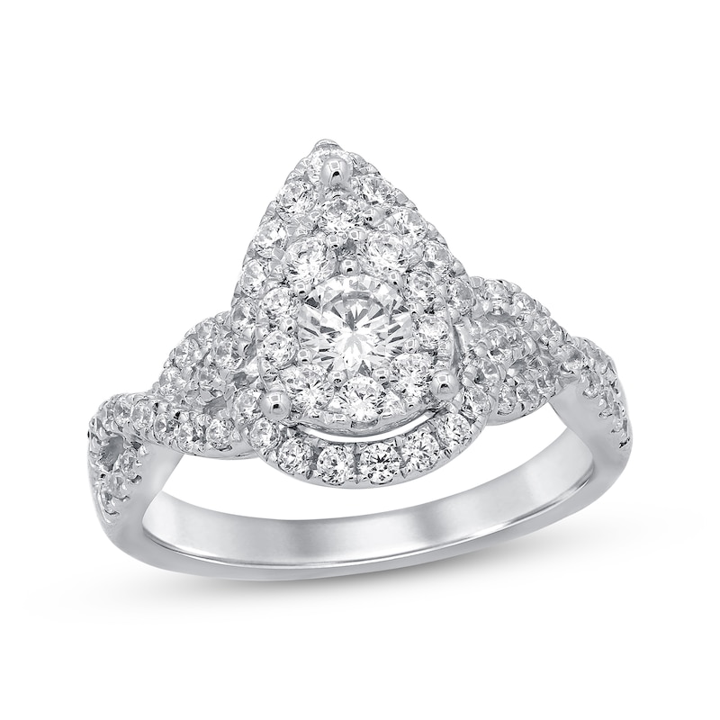 Diamond Engagement Ring 1 ct tw Round-cut White Gold Plated