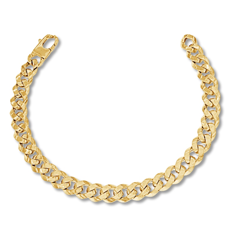 Hollow Curb Chain Bracelet Yellow Gold Plated 8.5"