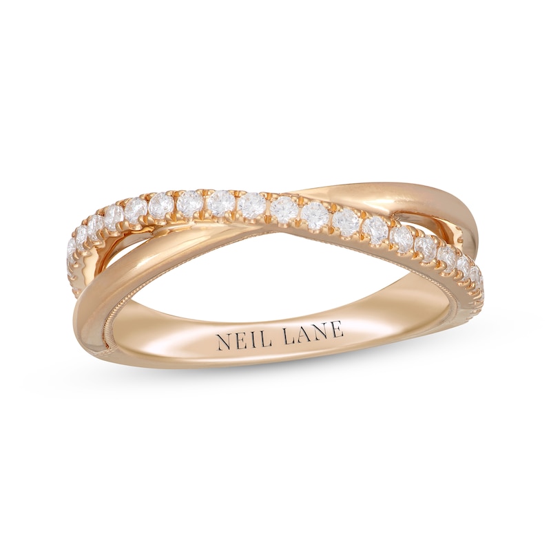 Neil Lane Round-Cut Diamond Crossover Anniversary Band 1/3 ct tw Yellow Gold Plated
