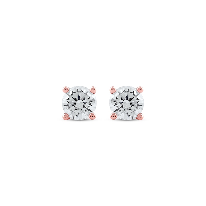 Lab-Created Diamonds by Round-Cut Solitaire Stud Earrings 3/4 ct tw Rose Gold Plated
