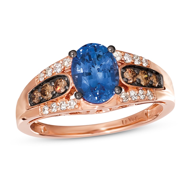 Le Vian Sapphire Ring 3/8 ct tw Diamonds Strawberry Gold Plated