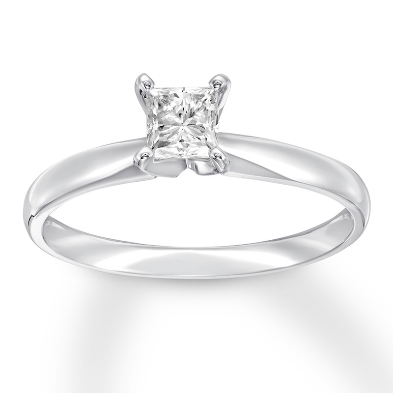 Certified Diamond Solitaire 1/2 ct Princess-cut White Gold Plated