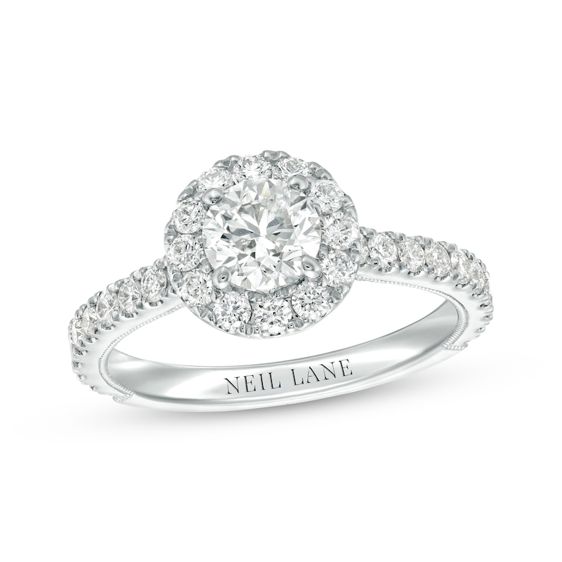 Neil Lane Premiere Diamond Engagement Ring 1-3/8 ct tw Round-cut White Gold Plated