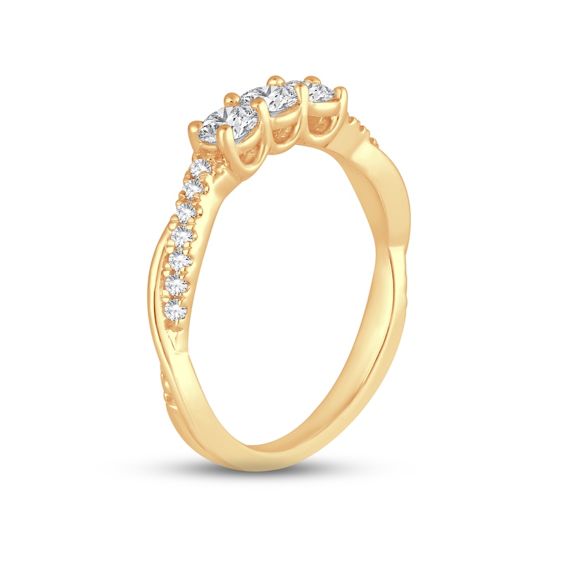 Diamond Three-Stone Anniversary Ring 1/2 ct tw Round-cut Yellow Gold Plated